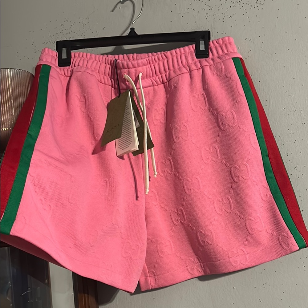 Gucci Pink Designer Women's Shorts with RED/GREEN down the sides NWT